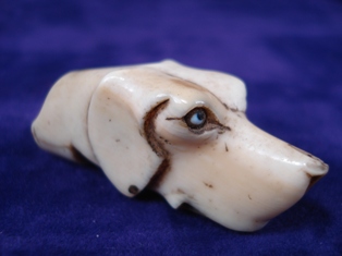 a late victorian carved ivory dogs head whistle 